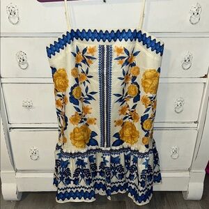 Floral Camisole Dress with Blue and Yellow Accents
